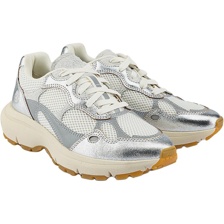 Timberland Textile, Synthetic Leather Breathable Lightweight Grip Low top Mountaineering Hiking Shoes Women’s Silver