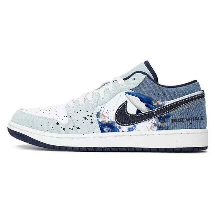 Jordan Air Jordan 1 Vintage Basketball Shoes Men's Low Top White/Blue