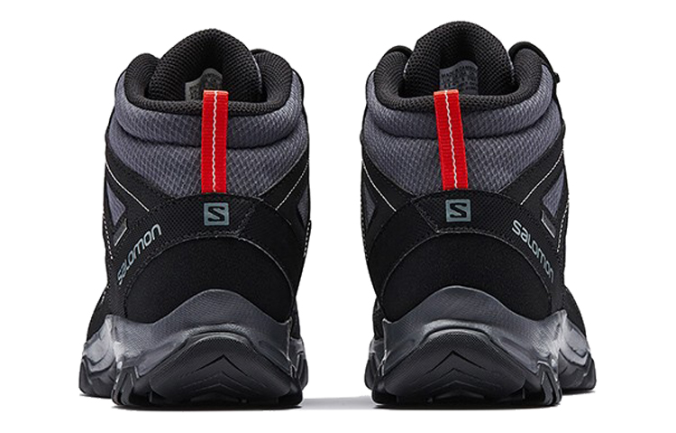 SALOMON Cushioning Slip Resistant Abrasion Resistant Mid top Mountaineering Hiking Shoes Men’s Ebony