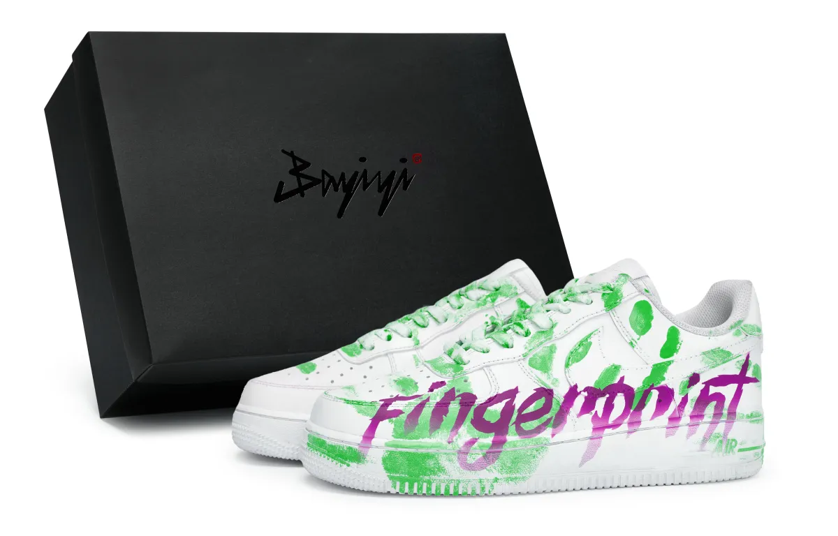 Nike Air Force 1 811 Manufacturing, Fingerprint Scene Green Purple, Special Shoe Box Abrasion Resistant Low top