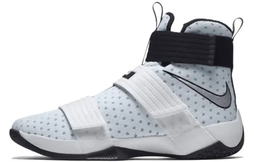 Nike Zoom soldier 10 LeBron Team Bank White Round Toe Velcro Shock Absorbing Anti-Slip High Top Practical Basketball Shoes Men's White