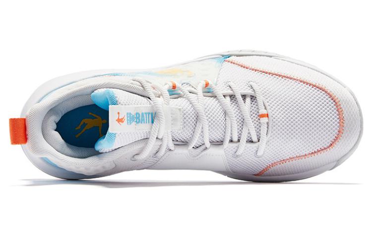 QIAODAN Slip Resistant Cushioning Slip Resistant Cushioning Mid top Basketball Shoes Men’s White Blue