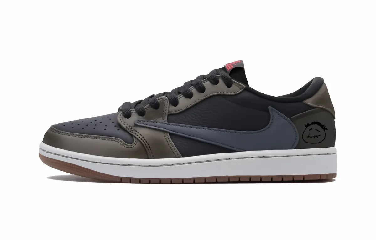 Travis Scott x Jordan Air Jordan 1 Travis Scott X AJ1 Collaboration 7.0 Low top Vintage Basketball Shoes Unisex Brown