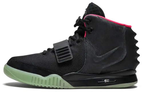 Nike Air Yeezy 2 2 solar red comfortable non-slip lightweight high top retro basketball shoes men's black red