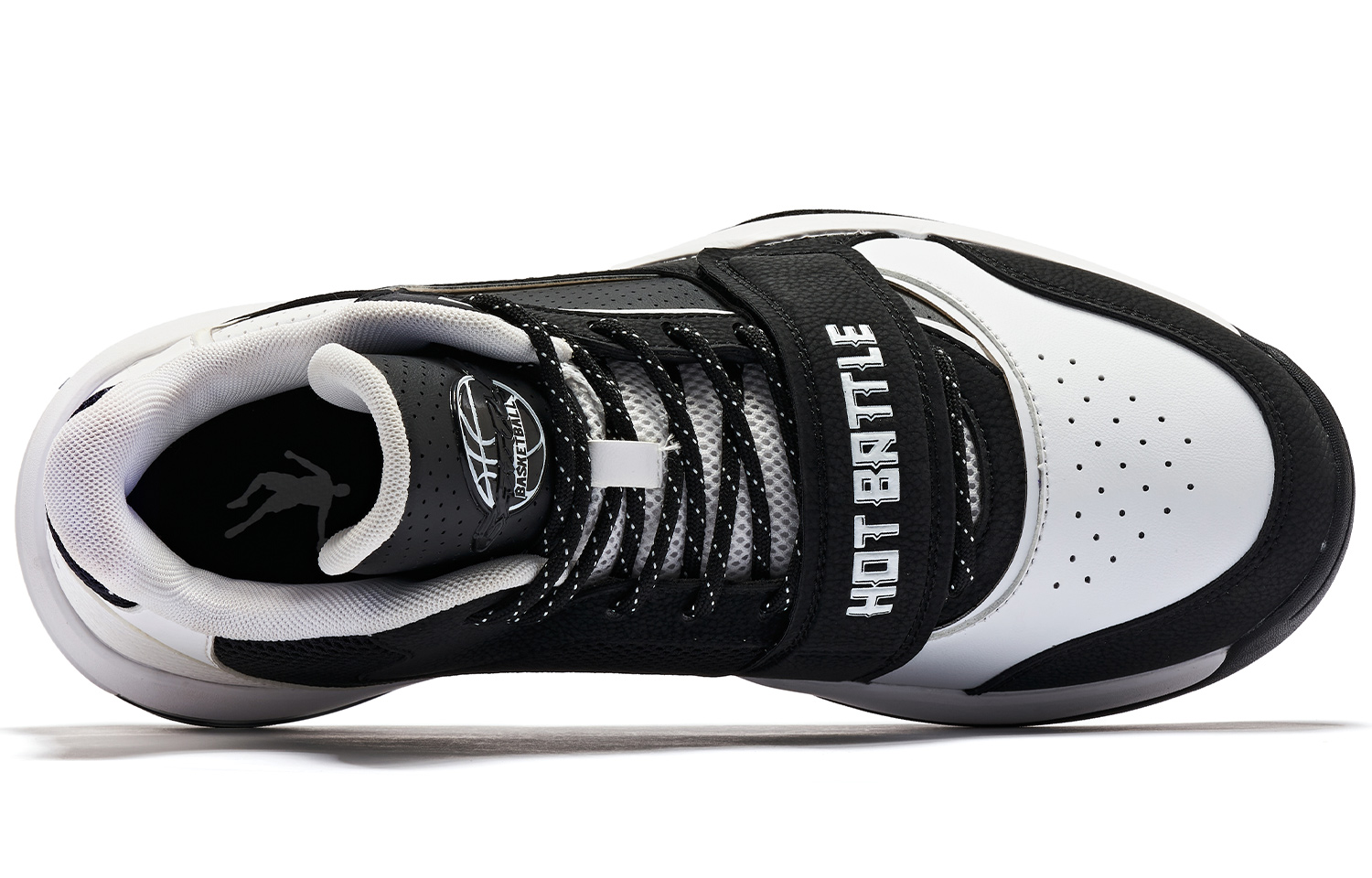 QIAODAN Cushioning Slip Resistant Abrasion Resistant Mid top Basketball Shoes Men’s Black White Gray