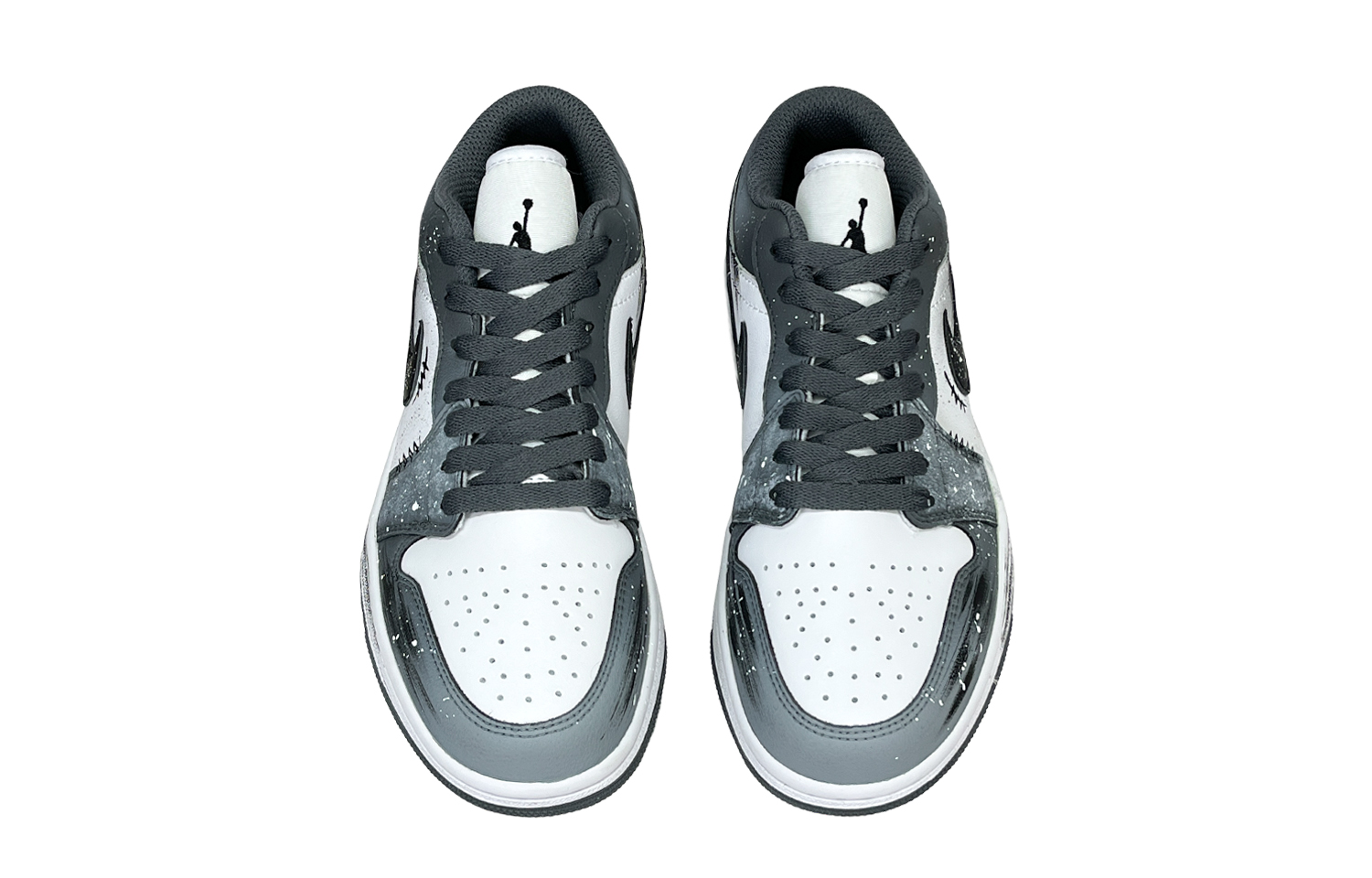 Jordan Air Jordan 1 Phantom Bear Cushioning, Wear Resistant Low top Vintage Basketball Shoes Unisex Black White Gray