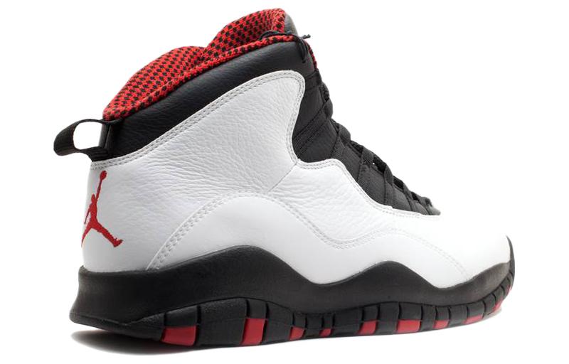 Мужские кроссовки Jordan Air Jordan 10 Retro Chicago Bulls (бело-черно-красные) — Белый / красный / чёрный — фото 4