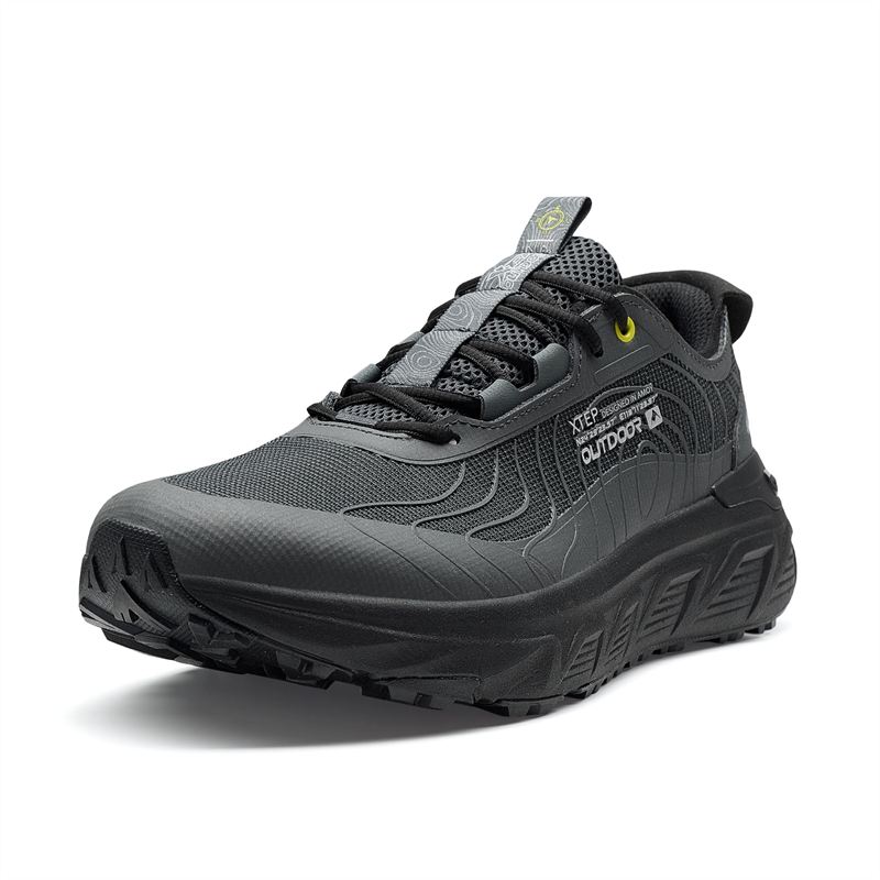 XTEP Open Country 1.0 Cushioning Slip Resistant Abrasion Resistant Lightweight Low top Hiking Shoes Men’s Coal Black