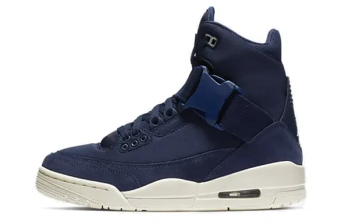 Jordan Air Jordan 3 retro explorer xx midnight navy light cream leather trendy shock-absorbing non-slip lightweight high-top retro basketball shoes women's midnight blue
