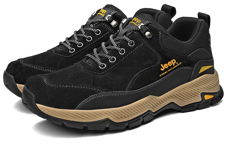 Jeep Mountaineering & Hiking Shoes Men’s Low Top Black/Sand Yellow
