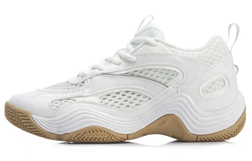 Li Ning XinSheng Vintage Basketball Shoes Women's Mid Top White/Brown