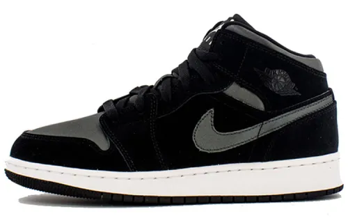 Jordan Air Jordan 1 Mid small shadow shock-absorbing anti-slip mid-top retro basketball shoes women's black silver