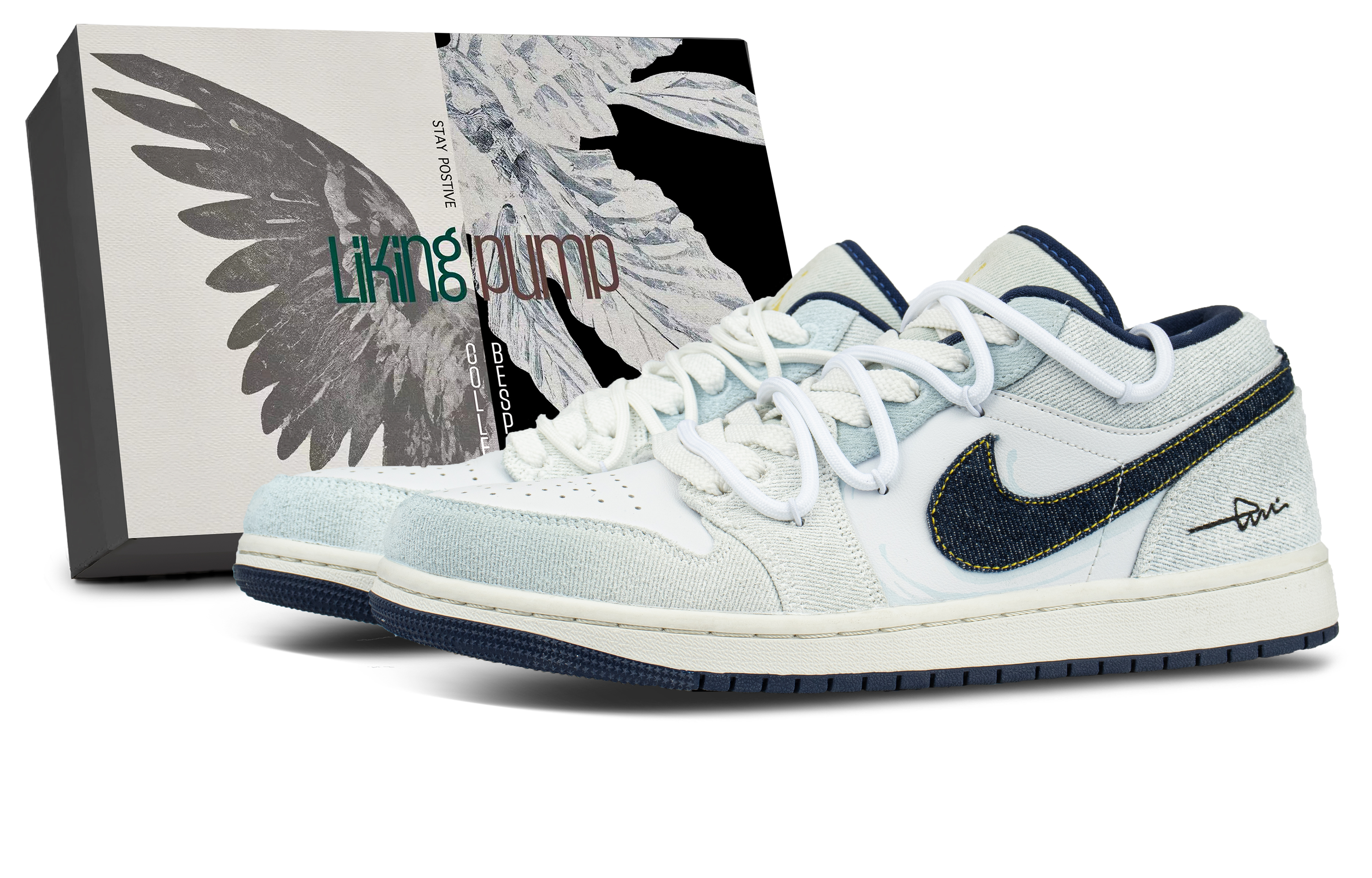 Jordan Air Jordan 1 Fabric Abrasion Resistant Abrasion Resistant Low top Vintage Basketball Shoes Men’s Light Blue