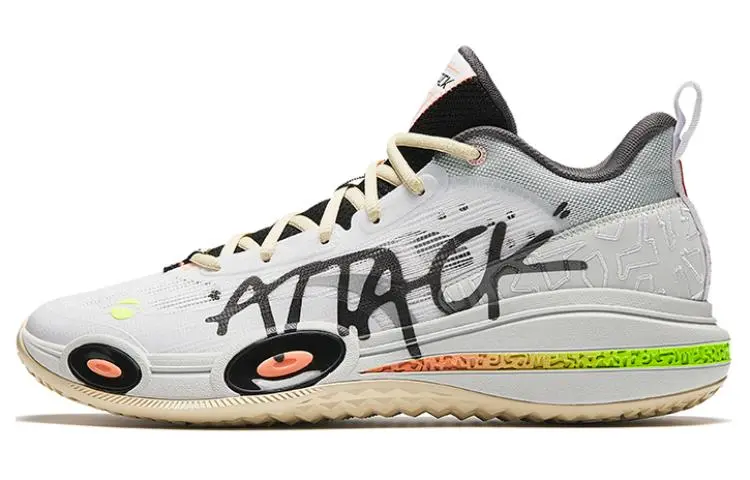 Anta Raid 1 Low top Basketball Shoes Men's White Gray Green