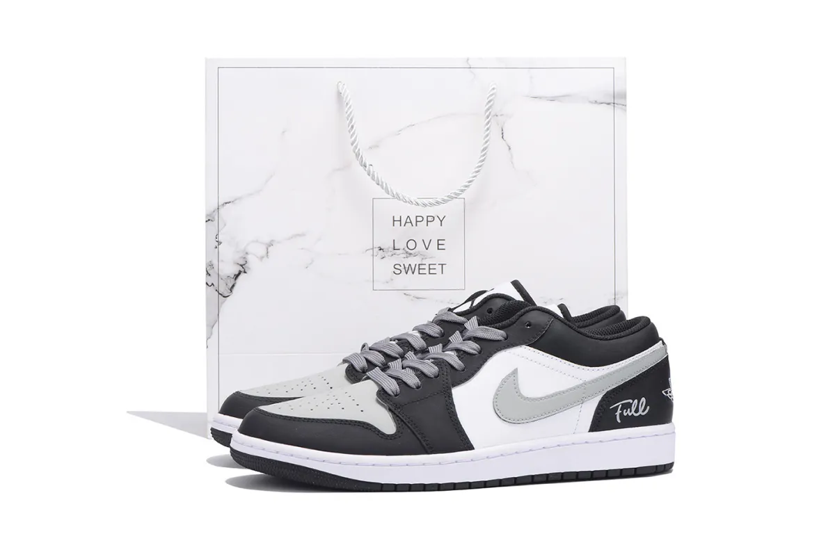 Jordan Air Jordan 1 Leather Slip Resistant Coverage Balance Impact Resistant Low top Vintage Basketball Shoes Men's