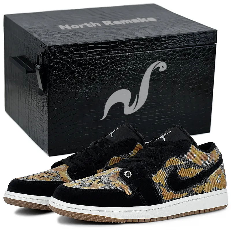 Jordan Air Jordan 1 Abrasion Resistant Abrasion Resistant Low top Vintage Basketball Shoes Men's Black Yellow