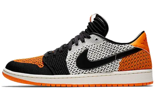 Jordan Air Jordan 1 Low Flyknit buckle braided fly line shock absorption non-slip low-top retro basketball shoes men's orange black