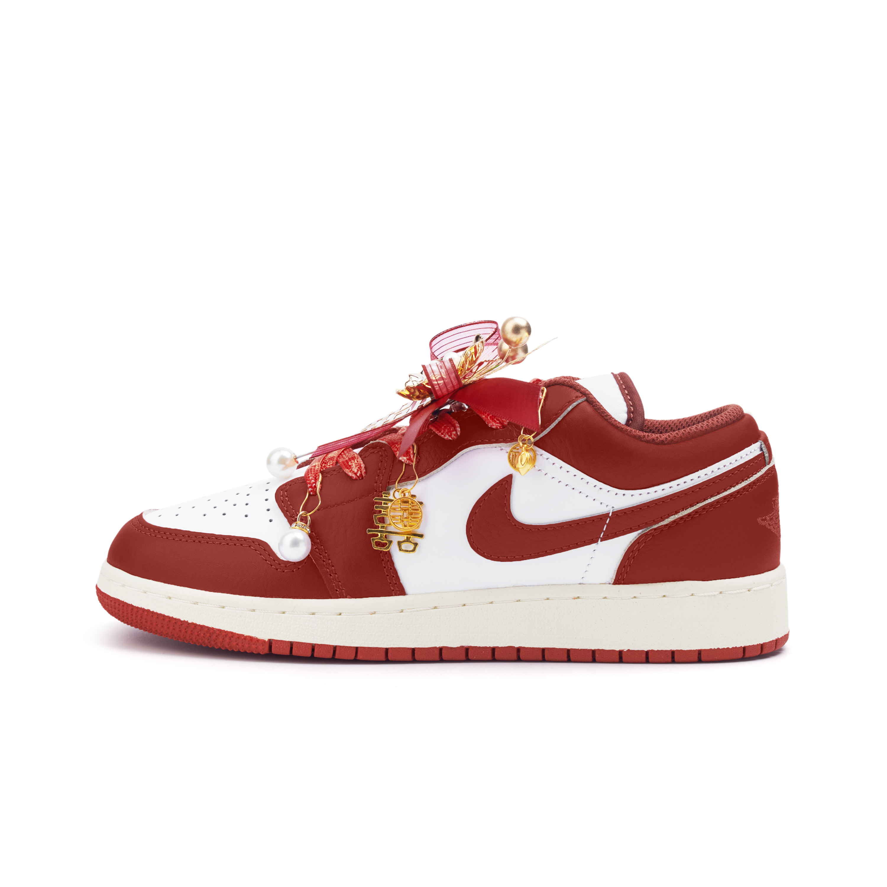 Jordan Air Jordan 1 Slip Resistant Abrasion Resistant Low top Vintage Basketball Shoes Women’s Red