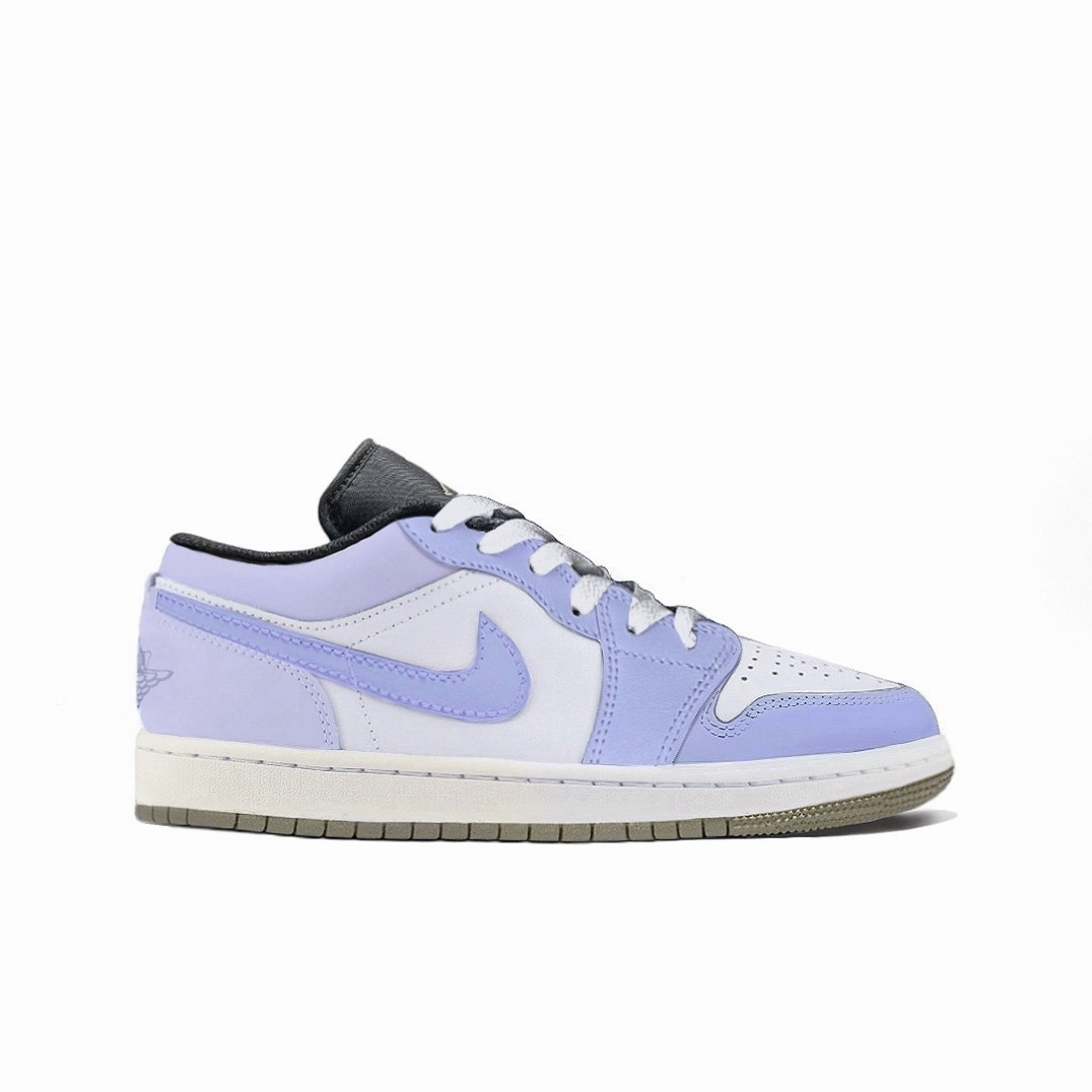Jordan Air Jordan 1 Taro Paste Ice Cream Abrasion Resistant Low top Vintage Basketball Shoes Unisex Purple