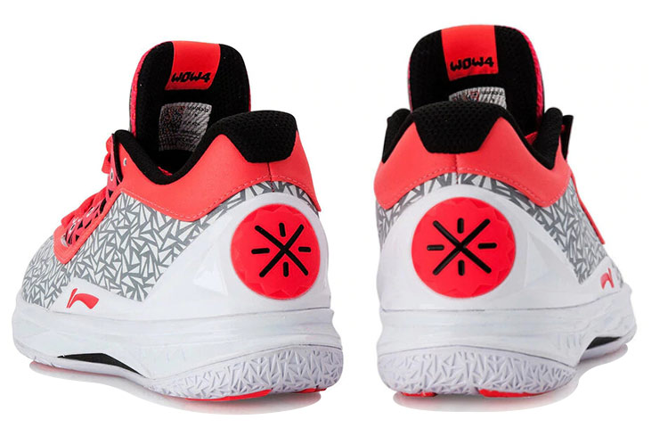 Li Ning WOW 4 Basketball Shoes Unisex Mid Top White/Gray/Red