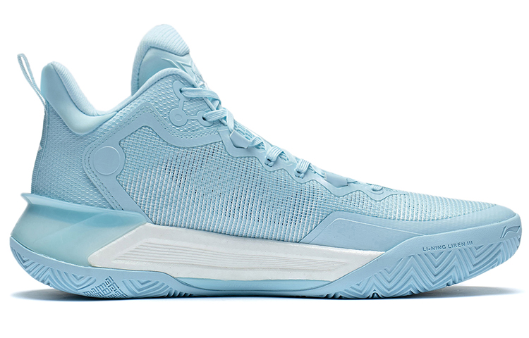 Li Ning Liren 3 Lake Cushioning Slip Resistant Abrasion Resistant Mid top Basketball Shoes Men’s Light Blue