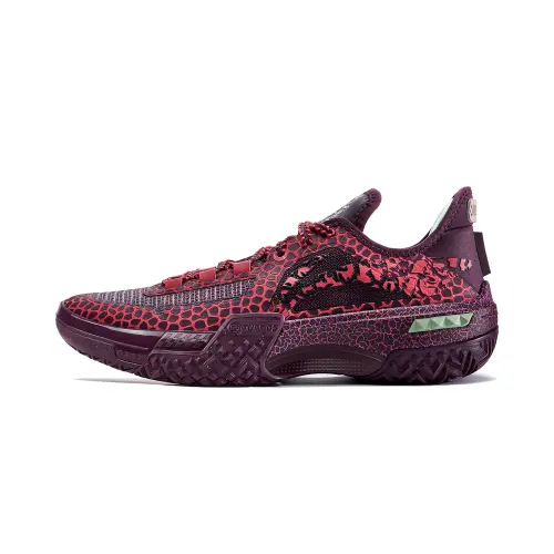 Li Ning Jie Ao Cushioning Slip Resistant Abrasion Resistant Lightweight Rebound Low top Basketball Shoes Men's Fuchsia