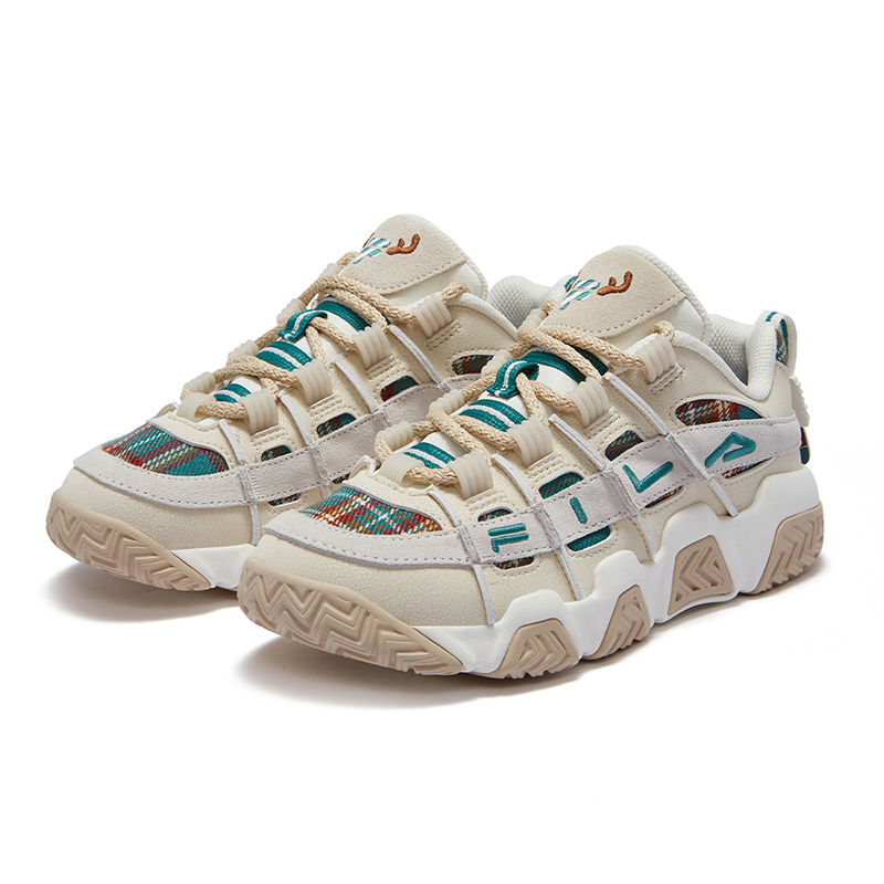 FILA FUSION BUSTER Puffy Shoes Abrasion Resistant Low top Vintage Basketball Shoes Women’s White Green