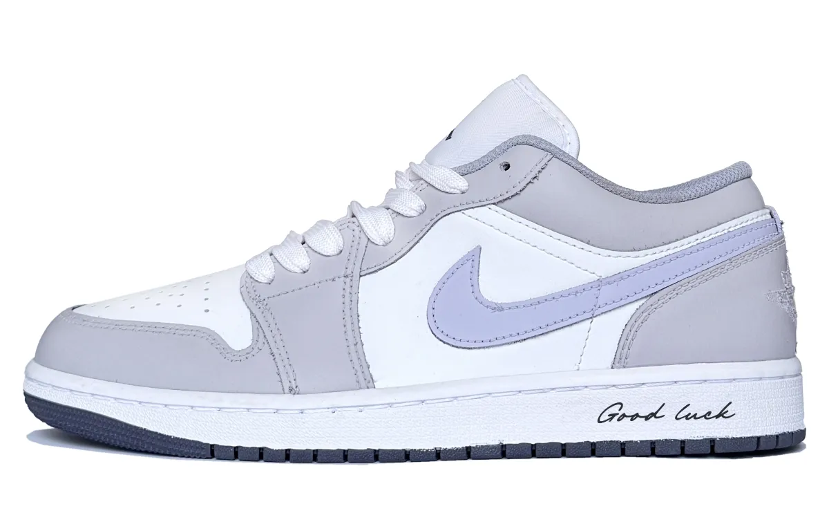 Jordan Air Jordan 1 Lunar Mail, Maris Sal Grape Cushioning Low top Vintage Basketball Shoes Men's Purple White