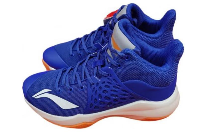 Li Ning SONIC 7 Cushioning Slip Resistant Abrasion Resistant Mid top Basketball Shoes Men’s Blue White