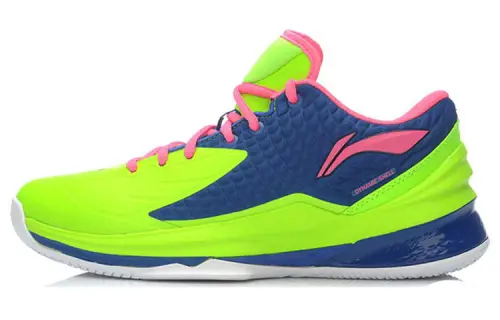Li Ning Cushioning Slip Resistant Abrasion Resistant Low top Basketball Shoes Men's Green Blue Multicolor