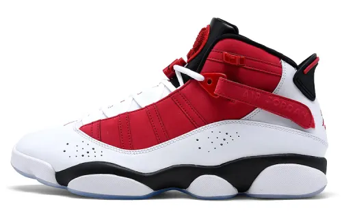 Jordan Air Jordan 6 Rings synthetic leather artificial leather TPU trend shock-absorbing anti-slip wear-resistant wrapping support high-top retro basketball shoes men's black and white red