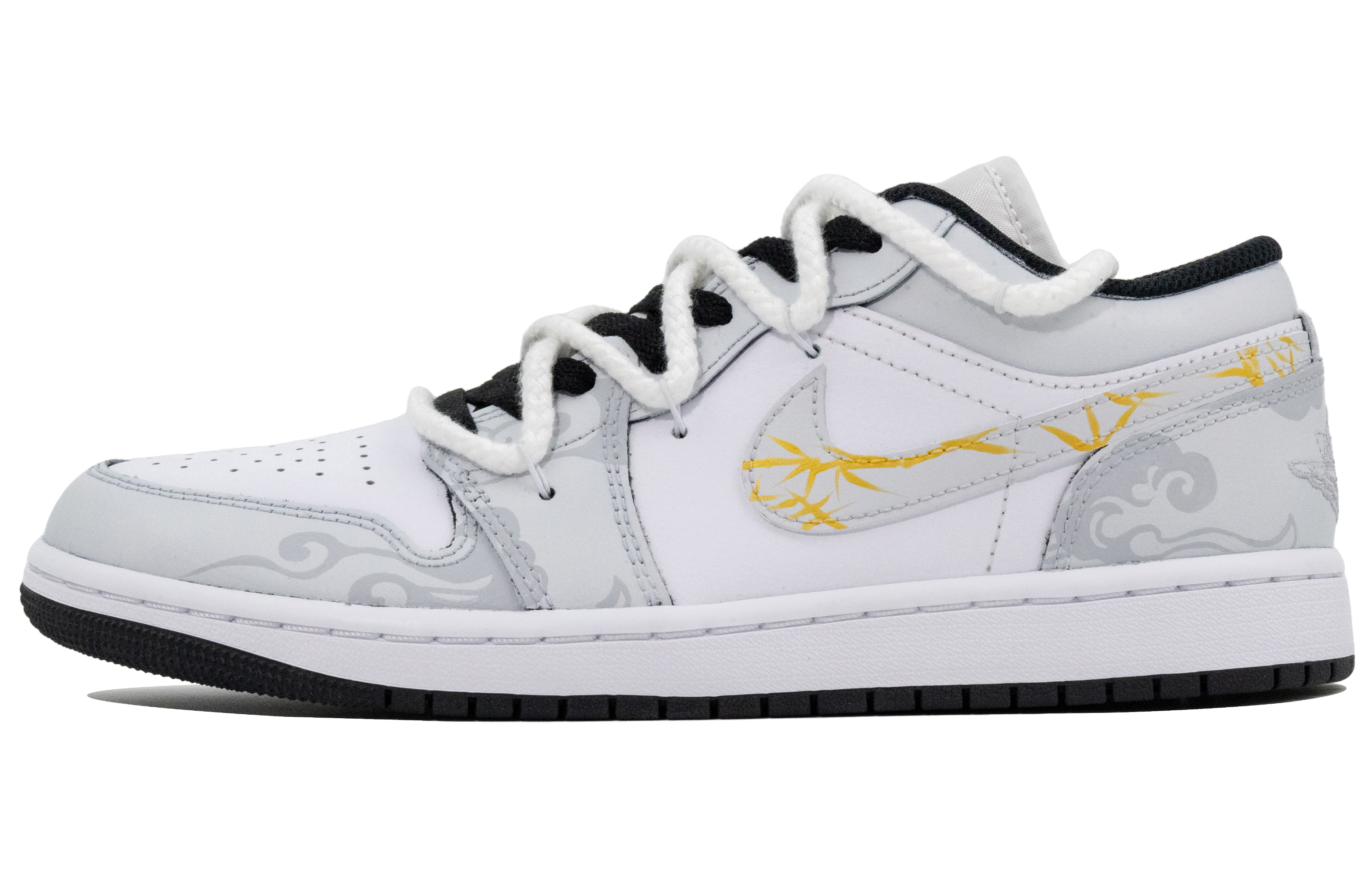 Jordan Air Jordan 1 Golden Bamboo Fragrance Abrasion Resistant Low top Vintage Basketball Shoes Men's Gray Gold
