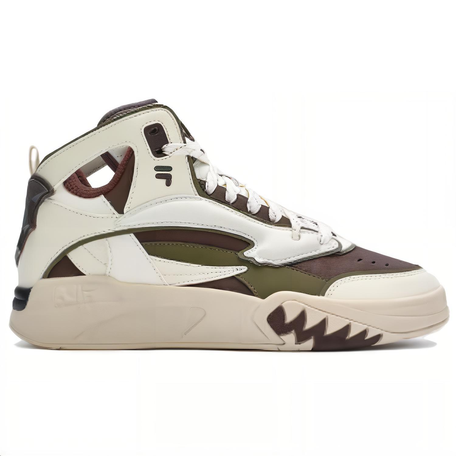 FILA FUSION Cushioning, Wear Resistant High top Basketball Shoes Men’s Brown White