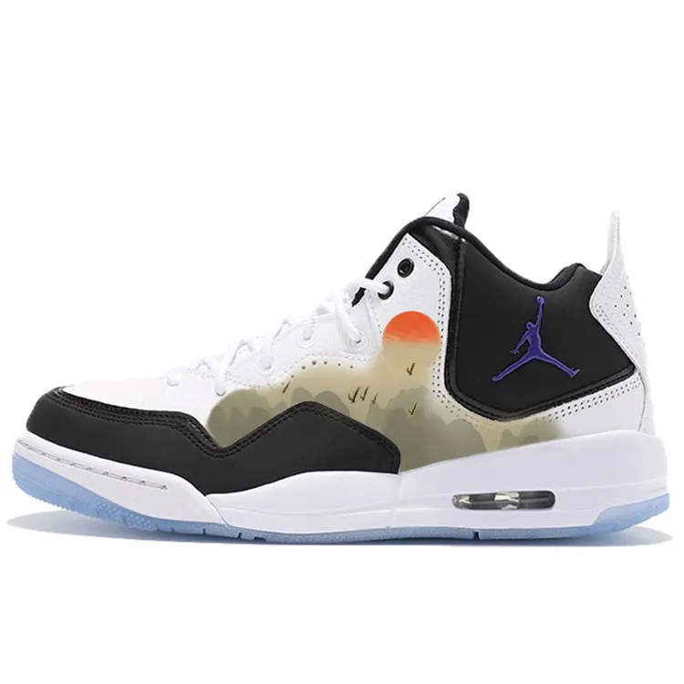 Jordan Courtside 23 Scenic Landscape Slip Resistant Mid top Vintage Basketball Shoes Women's White