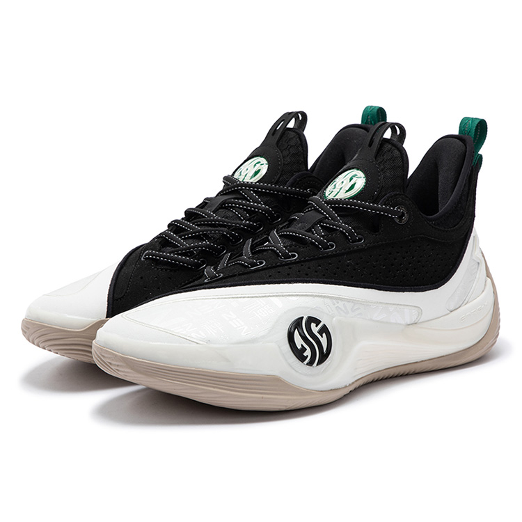 361° Zen 6 Prm Panda Cushioning Slip Resistant Abrasion Resistant Rebound Low top Basketball Shoes Men’s White Black