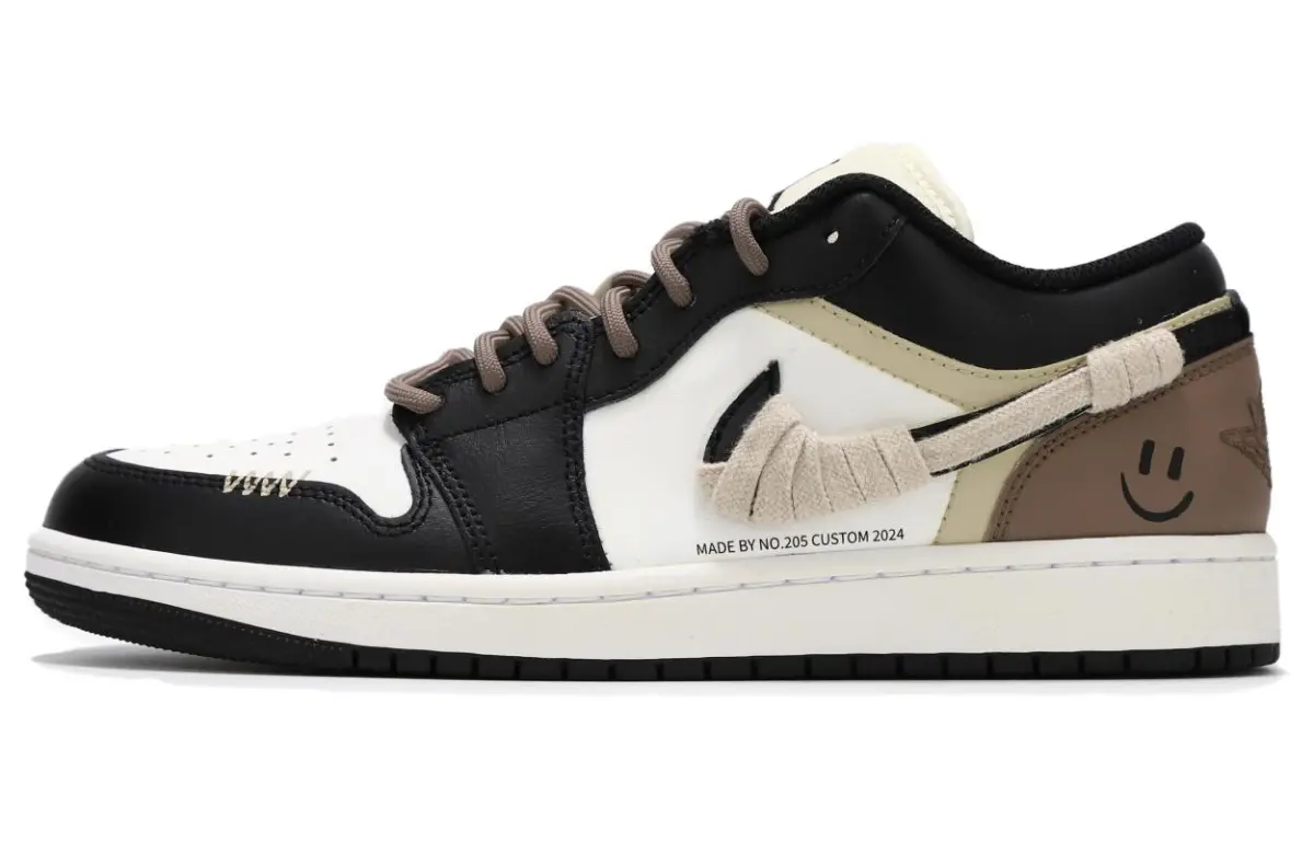 Jordan Air Jordan 1 Low Slip Resistant Abrasion Resistant Low top Vintage Basketball Shoes Men's Black Brown