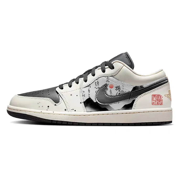 Jordan Air Jordan 1 Low top Vintage Basketball Shoes Men's White Black