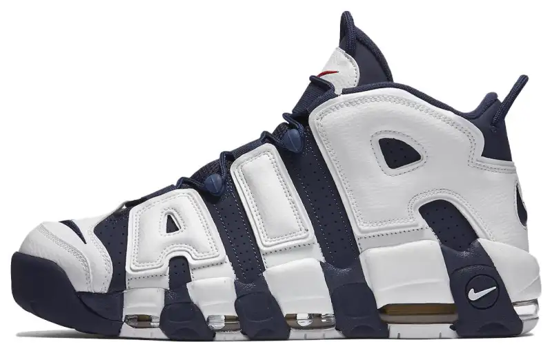 Nike Air More Uptempo Basketball Shoes Men's Mid Top White Blue