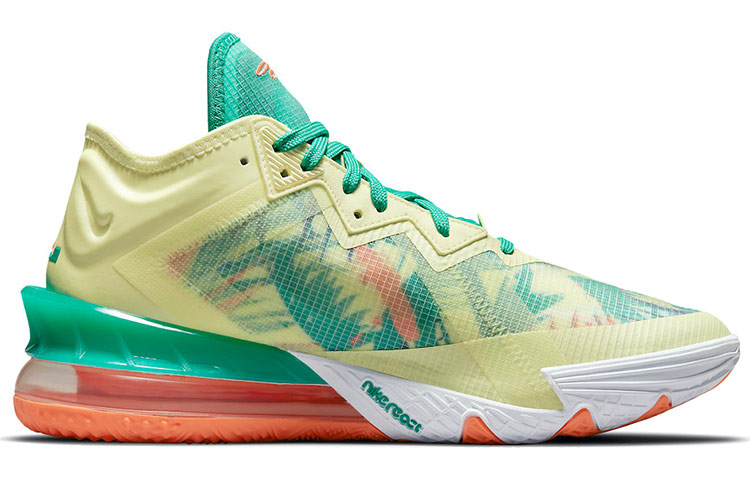 Кроссовки Nike Lebron 18 Low EP (желто-зеленые) — фото 2