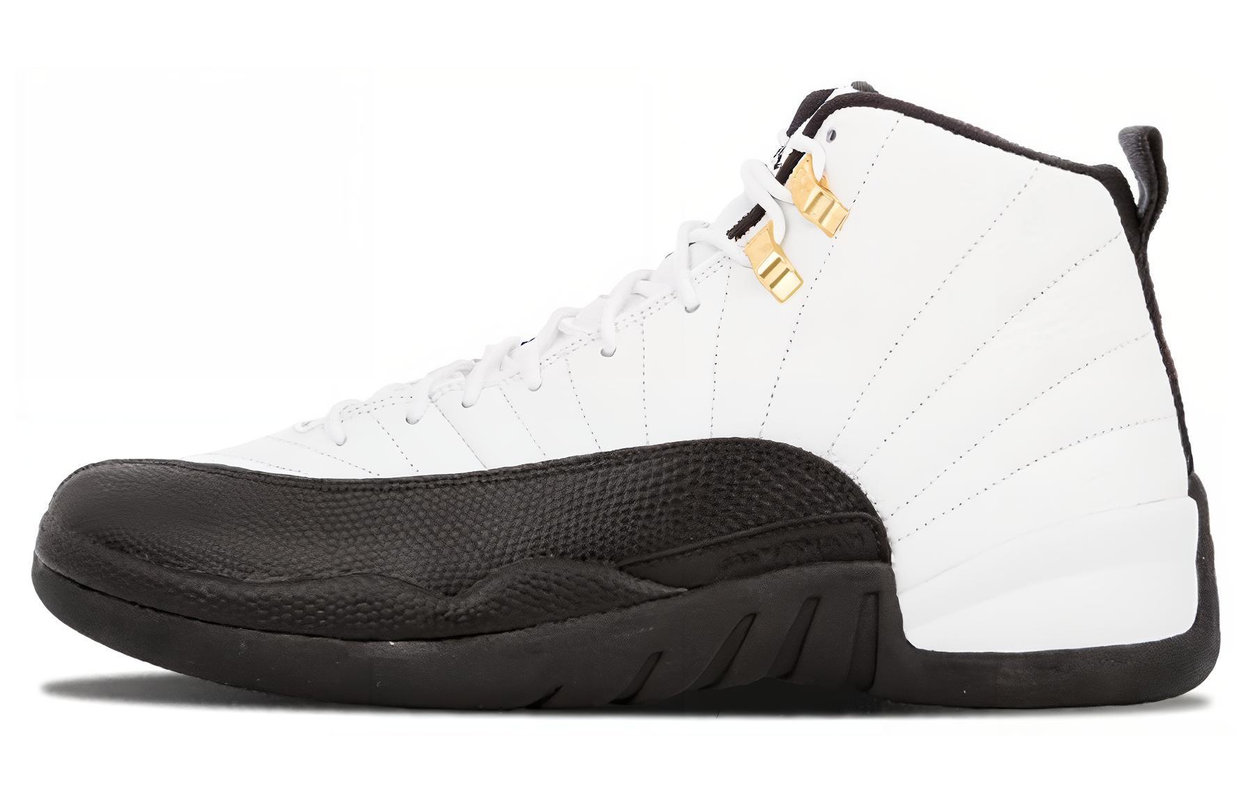 Jordan Air Jordan 12 Taxi Taxi High Top Retro Basketball Shoes Men's Black and White