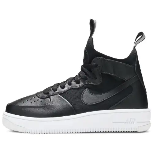 Nike Air Force 1 Slip Resistant Abrasion Resistant Mid top Skateboard Shoes Unisex Black White