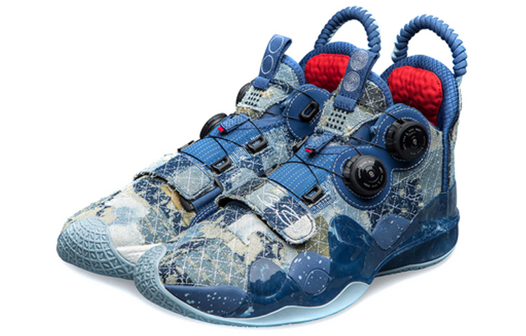 Li Ning WOW 8 Moment Cushioning Slip Resistant Abrasion Resistant Mid top Performance Basketball Shoes Men’s Black Blue