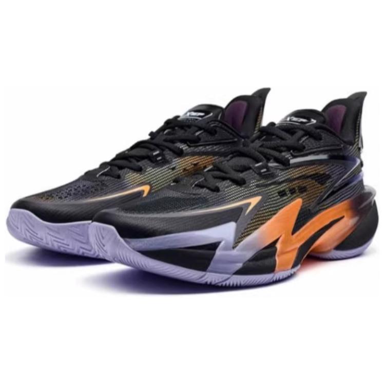 XTEP Battle 3 Comfortable Cushioning Low top Basketball Shoes Men’s Black Orange Purple