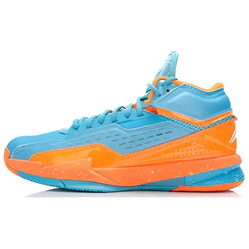 Li Ning Comfortable Breathable Mid top Performance Basketball Shoes Men's Orange Blue