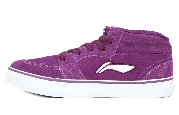Li Ning Skateboard Shoes Women's Mid Top Purple/White
