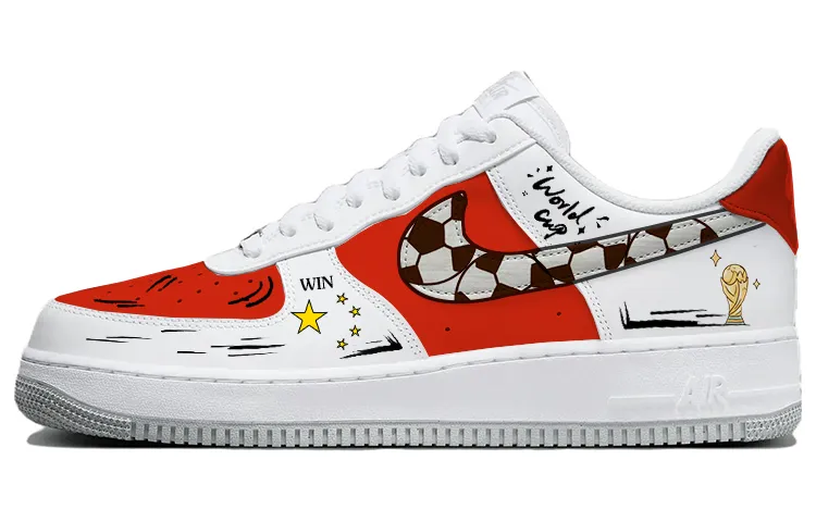 Nike Air Force 1 Slip Resistant, Abrasion Resistant, Lightweight Low top Skateboard Shoes Men's White Red