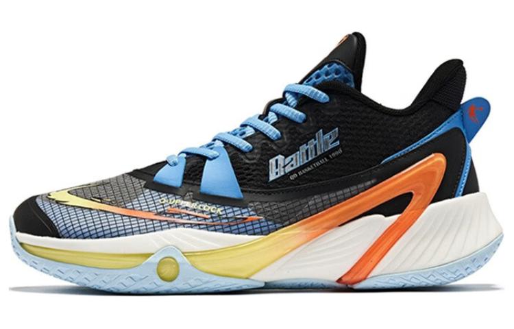 QIAODAN Wind Blade 3 Comfortable Slip Resistant Abrasion Resistant Low top Basketball Shoes Men’s Black Blue Orange