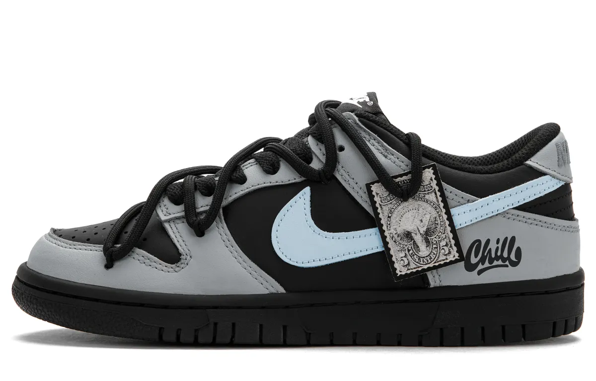 Nike Dunk High Key 2.0 Low top Skateboard Shoes Unisex Black Gray White