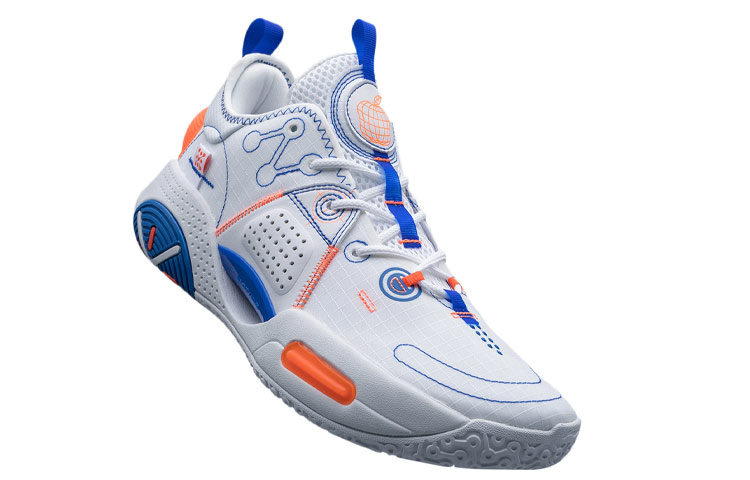 Li Ning All City 9 V1.5 Rebound Cushioning Low top Performance Basketball Shoes Men’s White Blue Orange