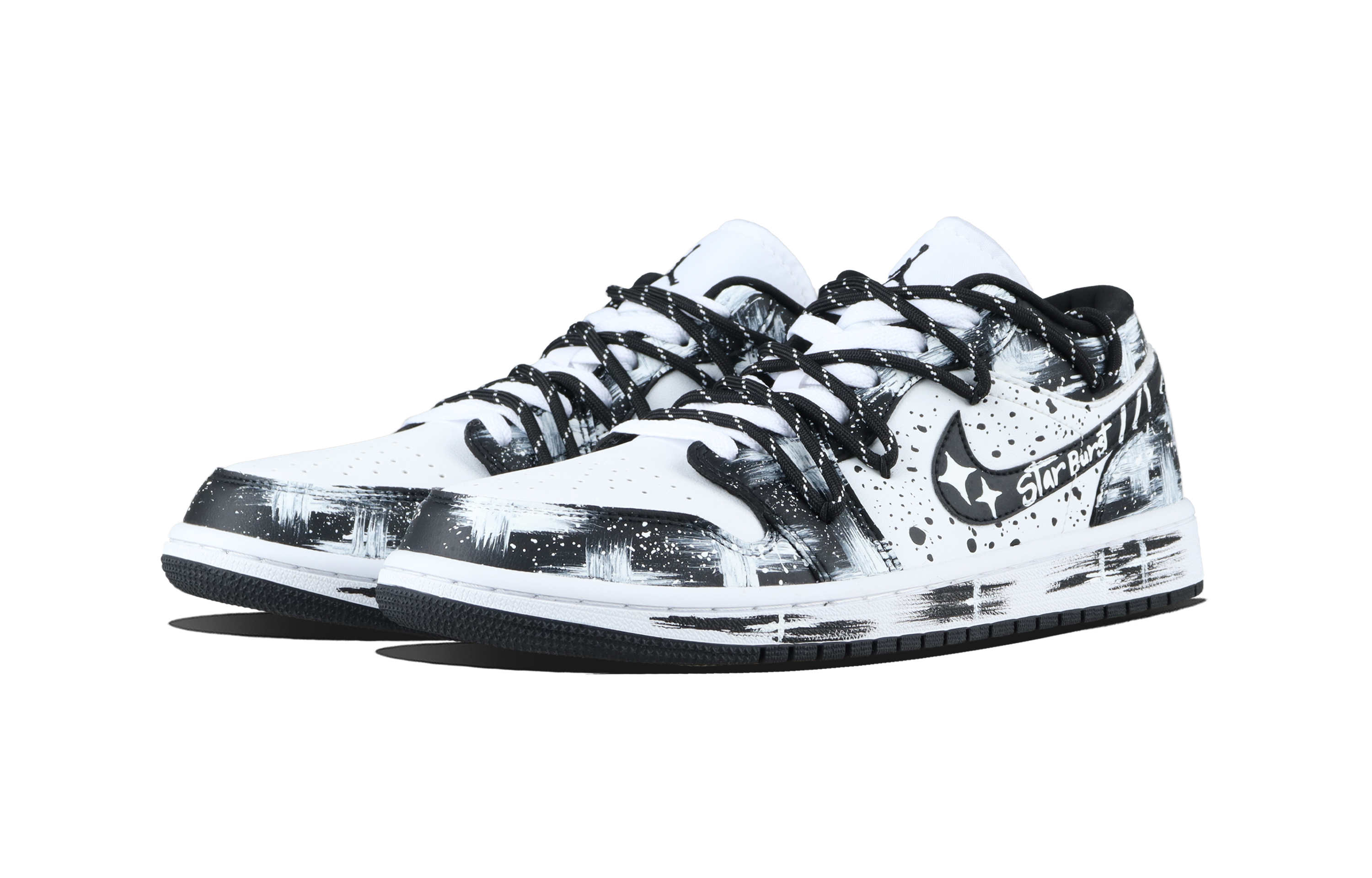Jordan Air Jordan 1 Cross Star Box Low top Vintage Basketball Shoes Unisex Black White